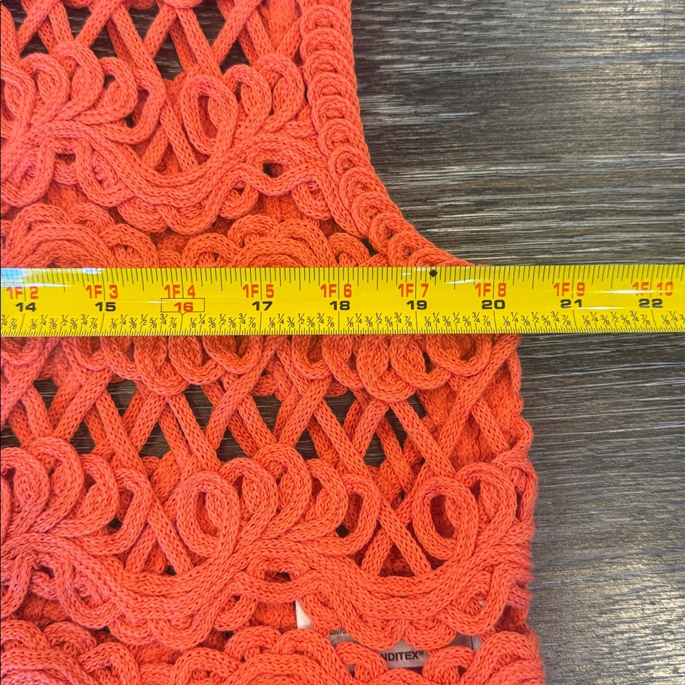 NWT Zara Crocheted Vest Fringe Orange Size M - Picture 8 of 9